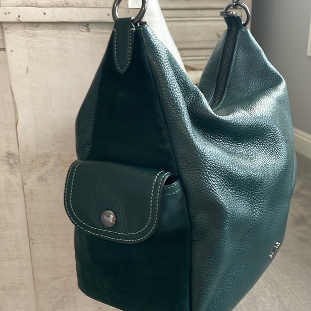 Coach forest green leather and suede Pennie Shoulder Bag